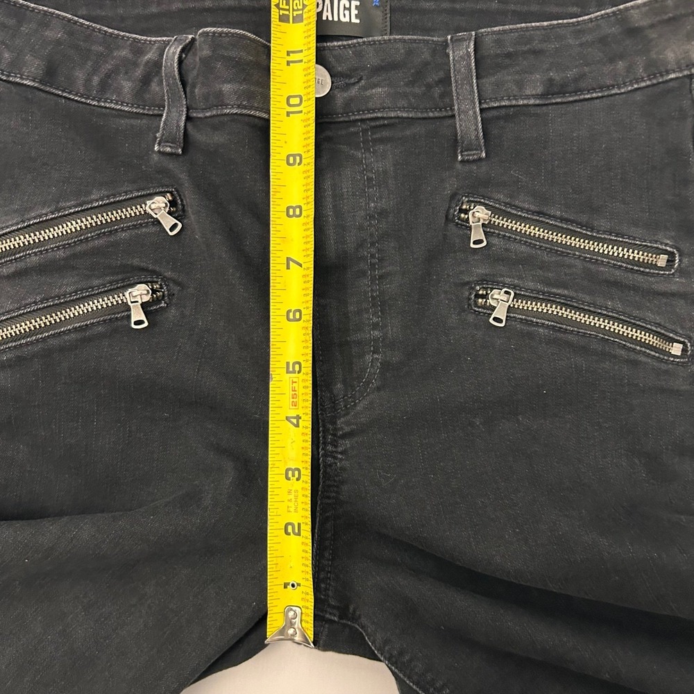 PAIGE Jeans Womens Size 32 Black High Rise Edgemont Skinny Stretch Zipper Accent - Picture 6 of 8